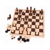 Drewniane szachy i warcaby -zestaw gier, bigjigs