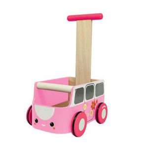 Drewniany chodzik różowy van - plan toys