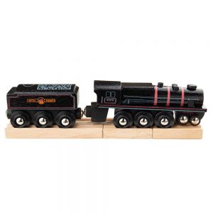 Czarna lokomotywa - pociąg parowóz z drewna