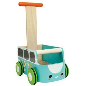 Drewniany chodzik niebieski van - plan toys