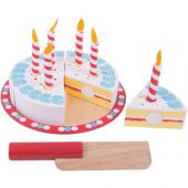 Drewniany tort  urodzinowy ze świeczkami, bigjigs